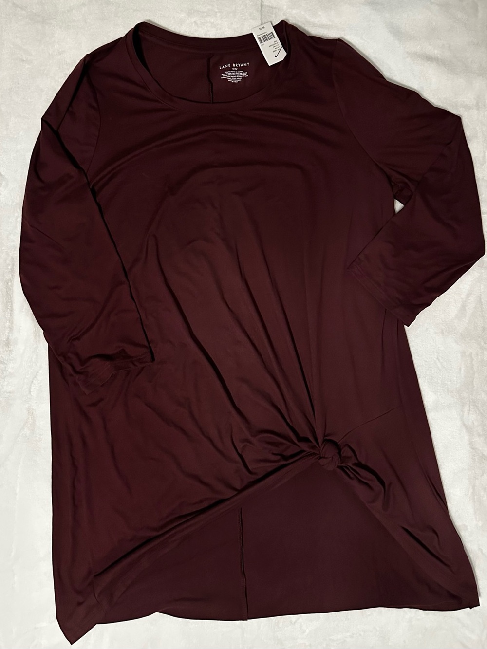 10/12 NWT Lane Bryant Burgundy Long-Sleeve Knot-Front Tunic